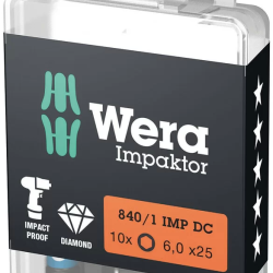 Wera 840/1 impaktor DC Hex-Plus Alyan 6x25mm Bits 05057606001